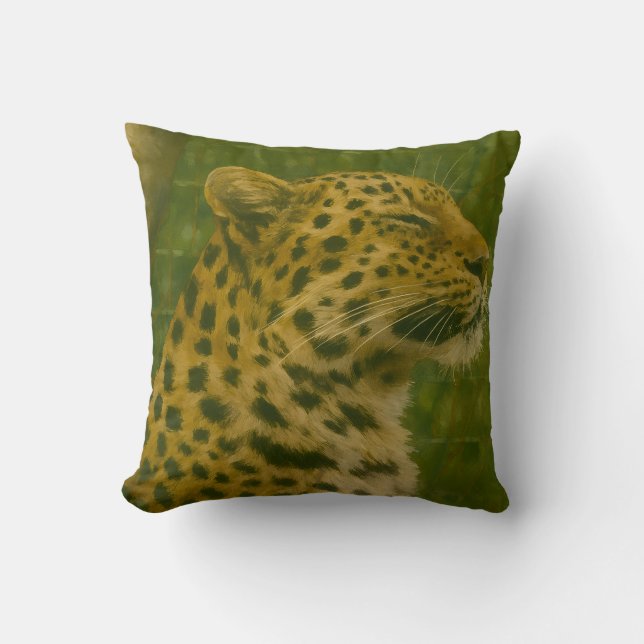 Resting Leopard in Sanctuary Setting Throw Pillow (Front)