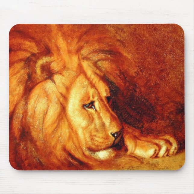 Resting Lion (by Abbott Handerson Thayer) Mouse Pad (Front)