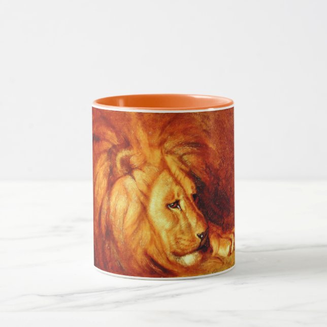 Resting Lion (by Abbott Handerson Thayer) Mug (Center)