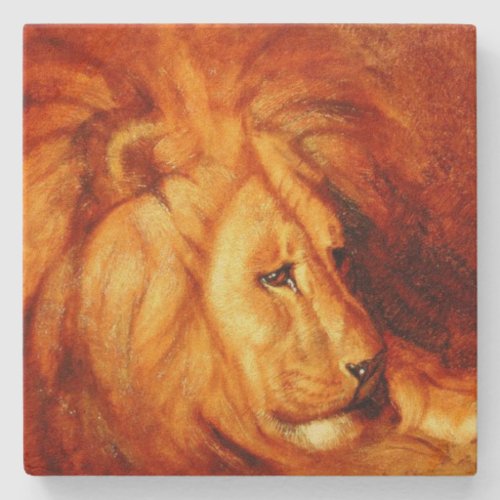 Resting Lion by Abbott Handerson Thayer Stone Coaster