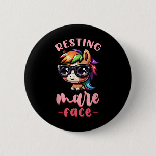 Resting Mare Face I Equestrian Pony Horse Fan Button
