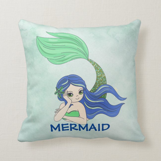 Resting Mermaid Design Throw Pillow