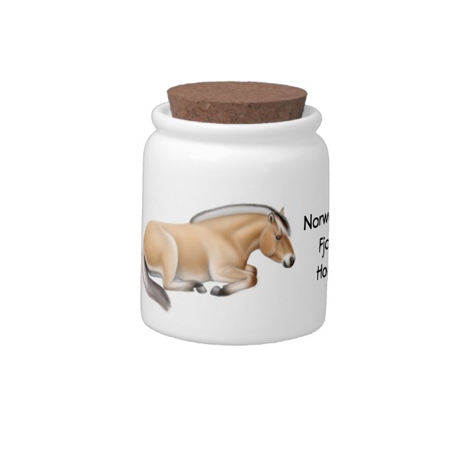 Resting Norwegian Fjord Horse Candy Jar (Left)