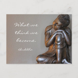 Resting peaceful silver Buddha words of wisdom Postcard