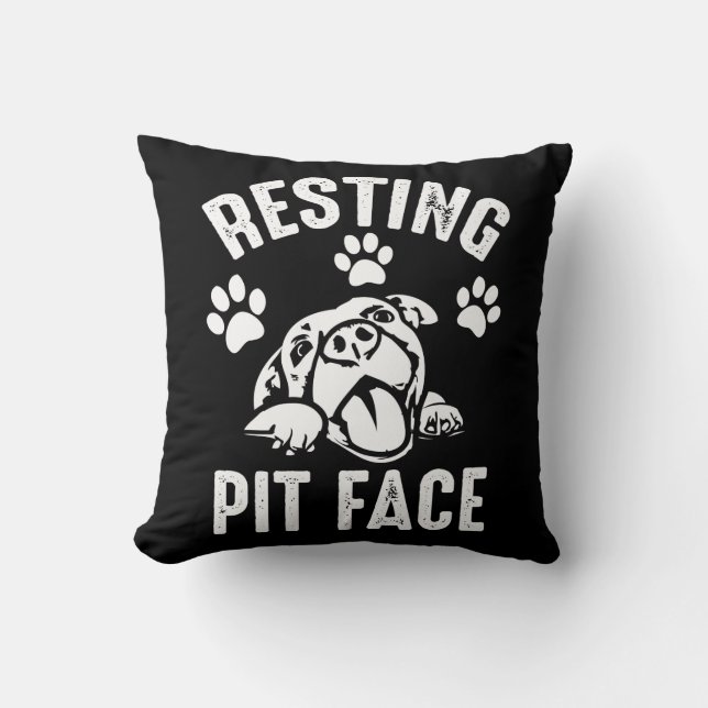 Resting Pit Face - Cute Pitbull Dog Love Throw Pillow (Front)