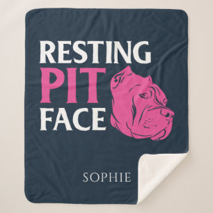 Resting Pit Face Dog Mom Gag Sherpa Blanket