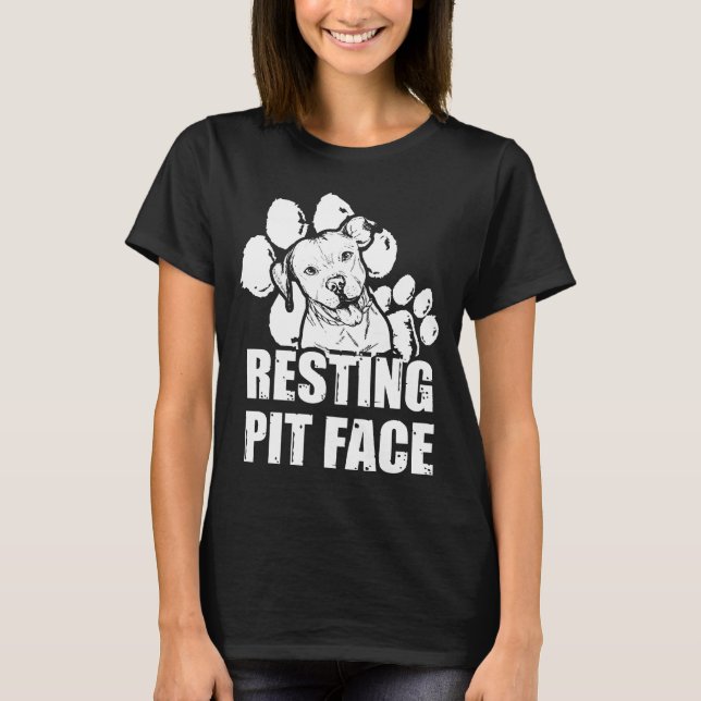 Resting Pit Face For Pitbull Dog National Dog-New T-Shirt (Front)