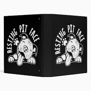 Resting Pit Face Funny Dog Pitbull Meme 3 Ring Binder