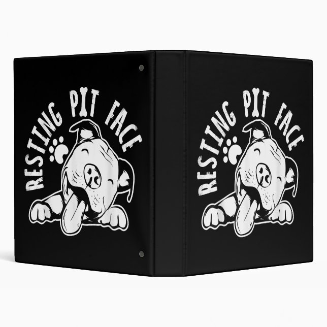 Resting Pit Face  Funny Dog Pitbull Meme 3 Ring Binder (Background)