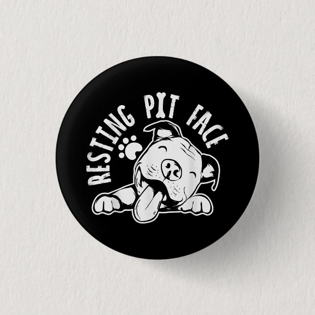 Resting Pit Face  Funny Dog Pitbull Meme Button (Front)