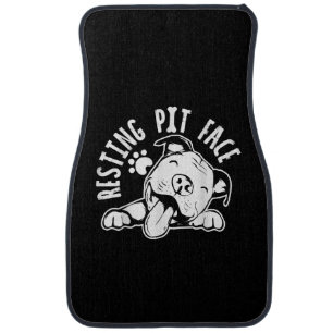 Resting Pit Face Funny Dog Pitbull Meme Car Floor Mat