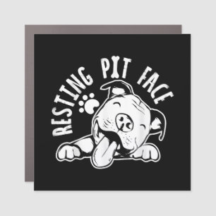 Resting Pit Face  Funny Dog Pitbull Meme Car Magnet