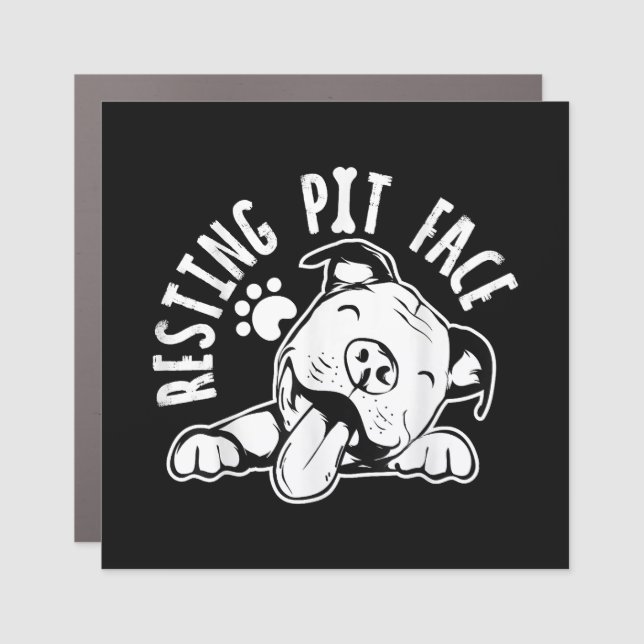 Resting Pit Face  Funny Dog Pitbull Meme Car Magnet (Front)
