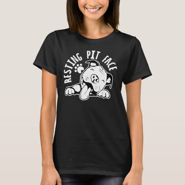 Resting Pit Face Funny Dog  Pitbull Meme Clothing T-Shirt (Front)