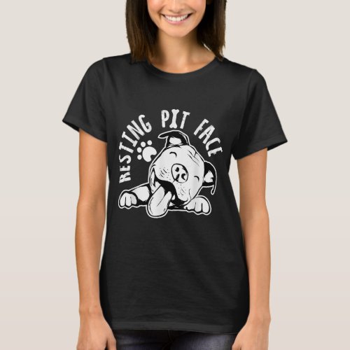 Resting Pit Face Funny Dog Pitbull Meme Clothing T_Shirt