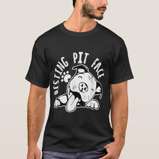 Resting Pit Face Funny Dog, Pitbull Meme Clothing T-Shirt (Front)