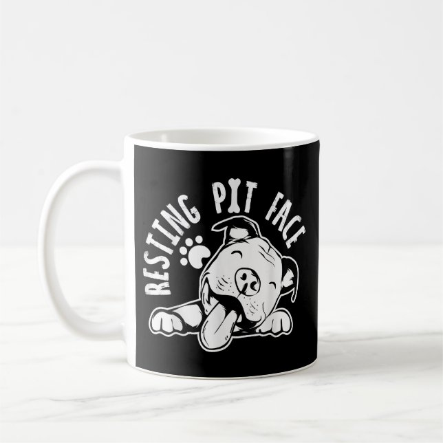 Resting Pit Face  Funny Dog Pitbull Meme Coffee Mug (Left)