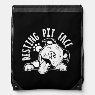 Resting Pit Face Funny Dog Pitbull Meme Drawstring Bag