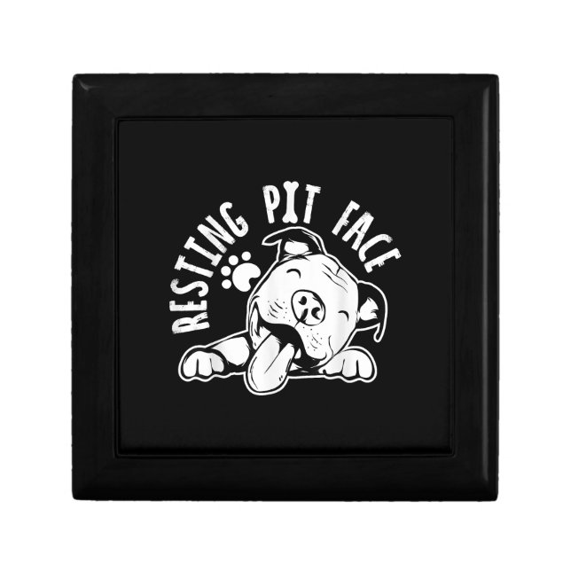 Resting Pit Face  Funny Dog Pitbull Meme Gift Box (Front)