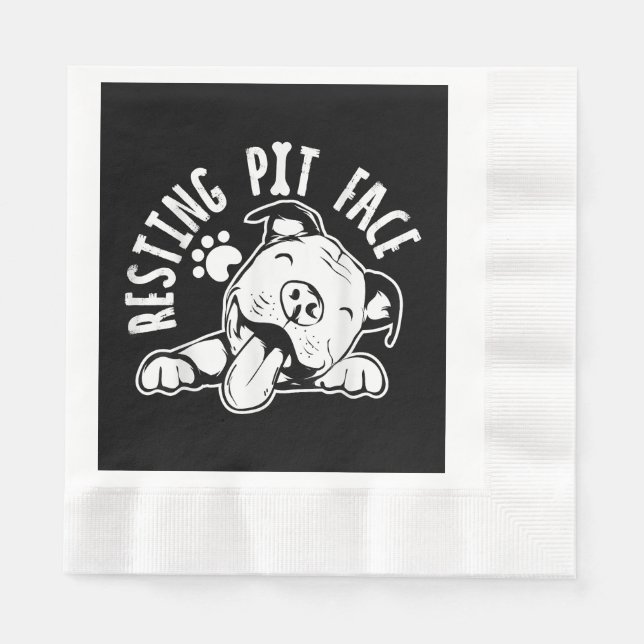 Resting Pit Face  Funny Dog Pitbull Meme Napkins (Front)