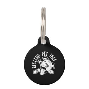 Resting Pit Face  Funny Dog Pitbull Meme Pet ID Tag