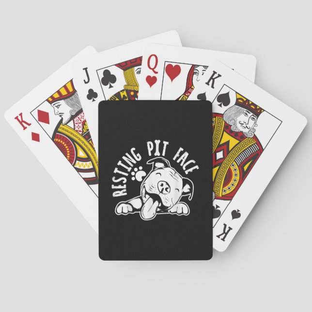 Resting Pit Face  Funny Dog Pitbull Meme Poker Cards (Back)