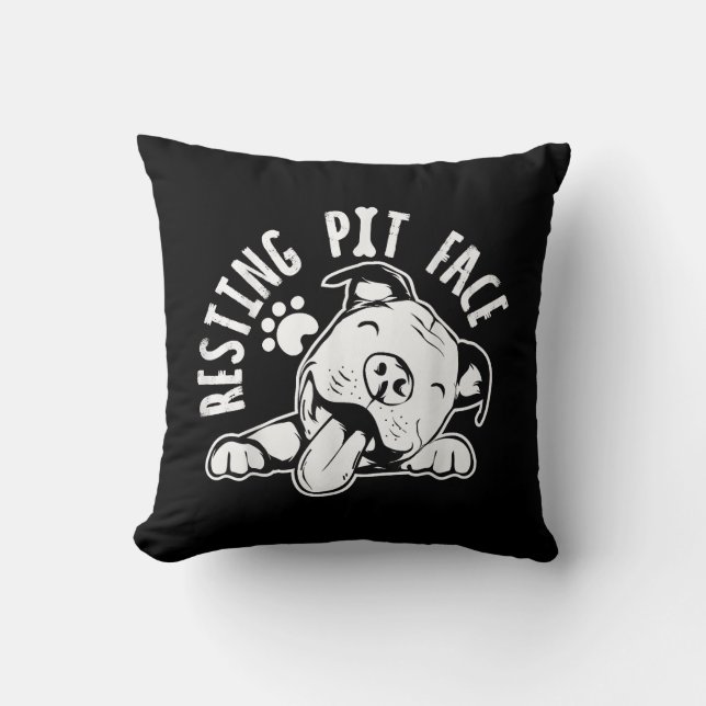 Resting Pit Face  Funny Dog Pitbull Meme Throw Pillow (Front)