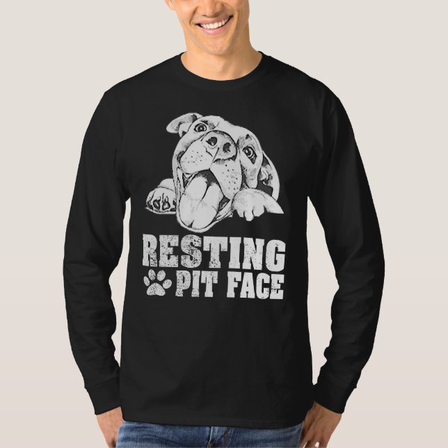 Resting Pit Face Funny Pitbull Funny Sweat T-Shirt (Front)