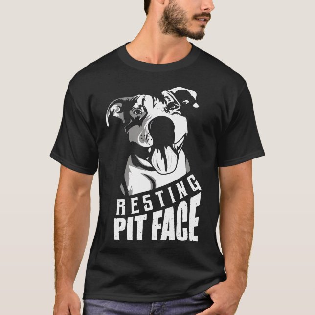 Resting Pit Face Funny Pitbull Lovers T-Shirt (Front)