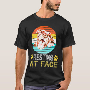 Resting Pit Face Funny Pitbull Retro Vintage Dogs  T-Shirt