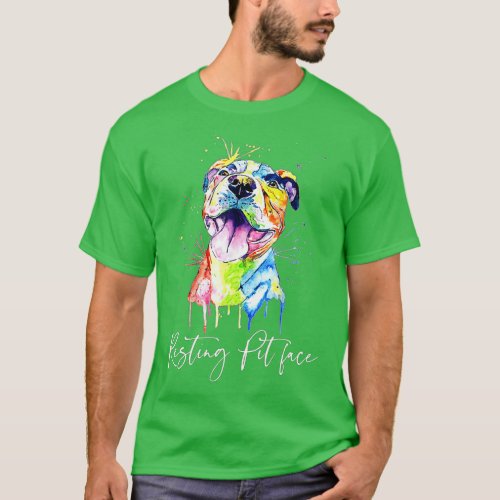 Resting Pit Face Pitbull Watercolor Dog Lovers Gif T_Shirt