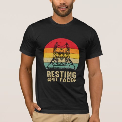 Resting Pit Face T Shirt Design Pitbull dog Lover