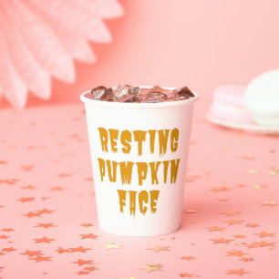 Resting Pumpkin Face - Funny Halloween 2022 Paper Cups
