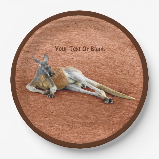 Resting Red Kangaroo Buck Paper Plates (Front)