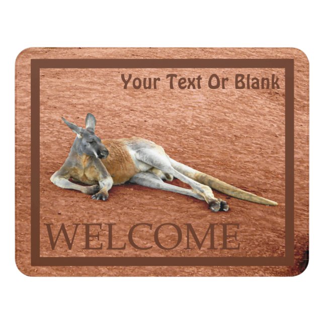 Resting Red Kangaroo Buck - Welcome Door Sign (Contemporary Front)