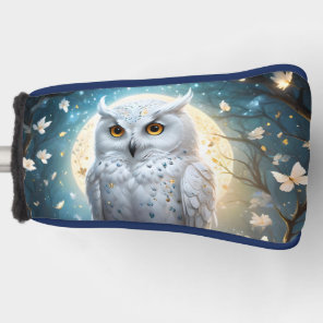 Resting Snow Owl With Sparkle,Golf Putter Cover