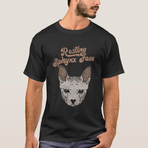 Resting Sphynx Face Cat Vintage Retro T_Shirt