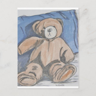 Resting teddy bear postcard