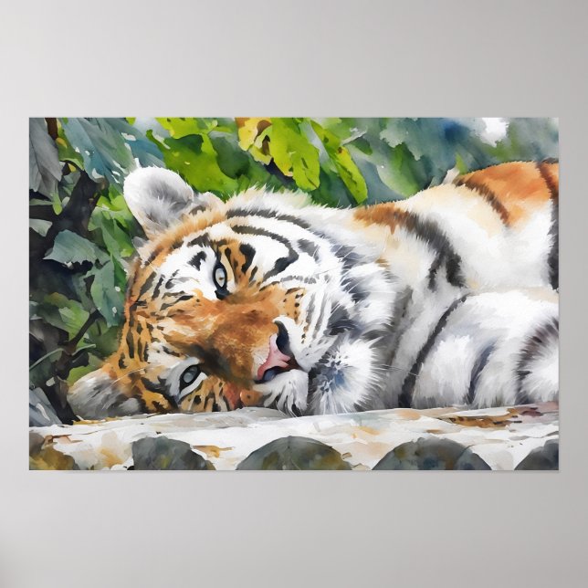 Resting Tiger Portrait Poster (Front)