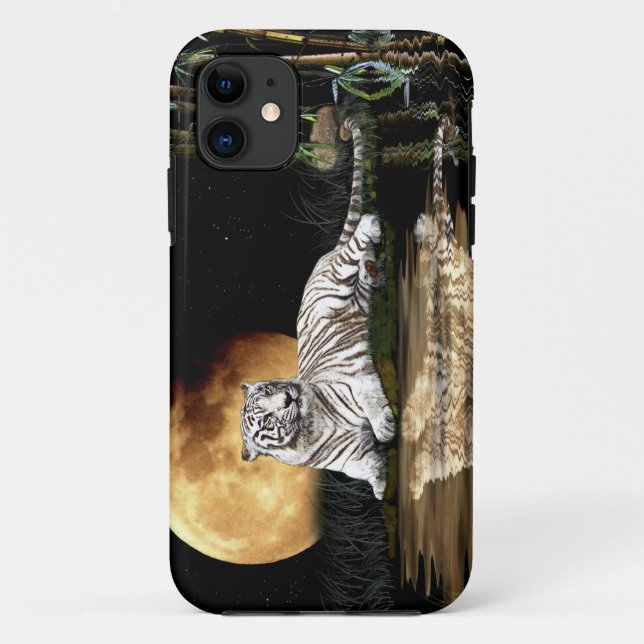 Resting White Tiger & Moon Big Cat Wildlife Case-Mate iPhone Case (Back)