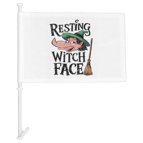 Resting Witch Face Car Flag