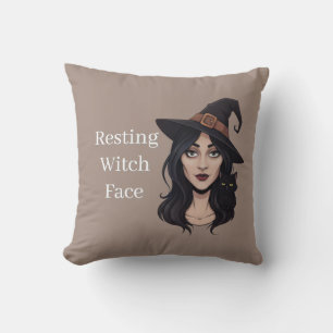 Resting Witch Face Funny Halloween Throw Pillow