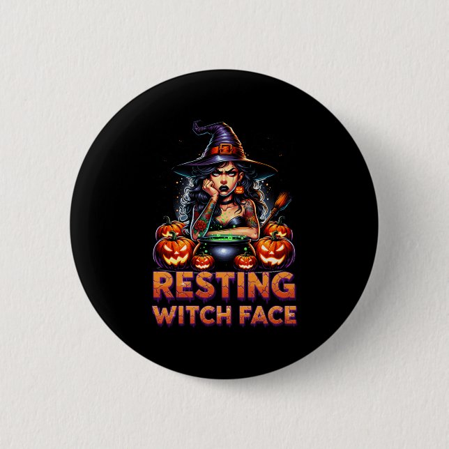 Resting Witch Face Funny Sarcastic Halloween Rude  Button (Front)