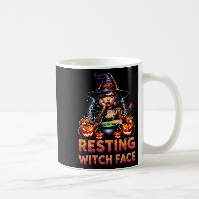 Resting Witch Face Funny Sarcastic Halloween Rude  Coffee Mug (Right)