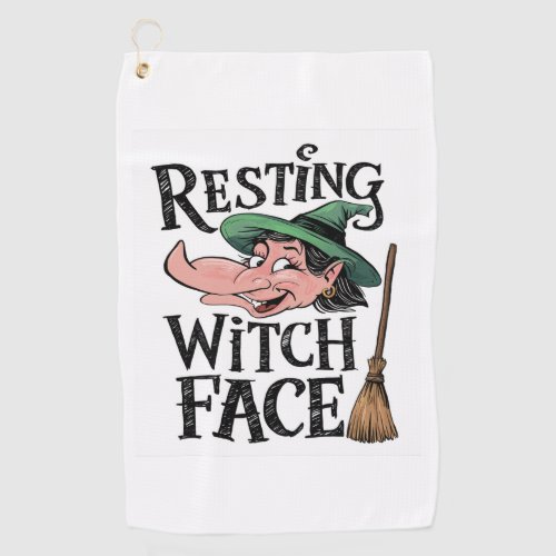 Resting Witch Face Golf Towel