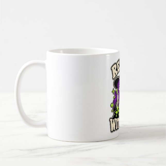 Resting Witch Face Grumpy Cauldron Witch Coffee Mug (Left)