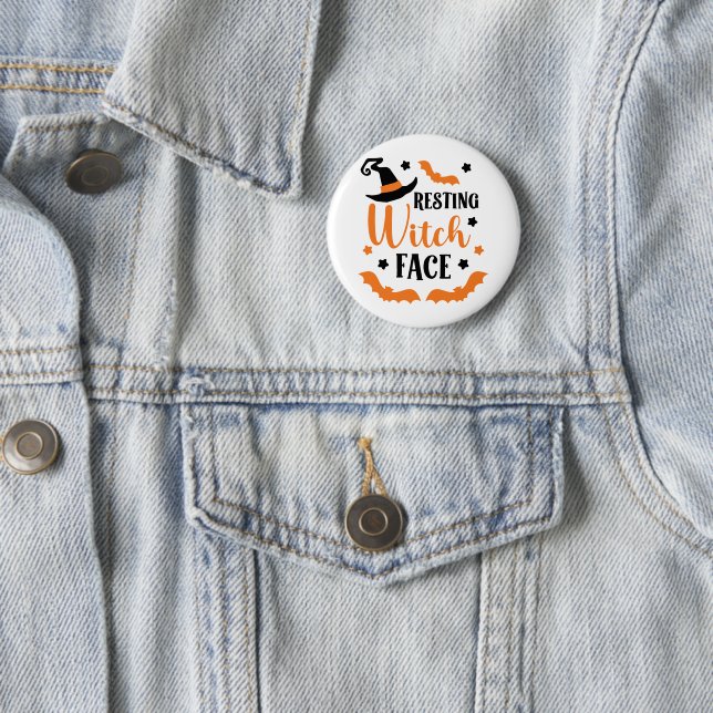 Resting Witch Face Halloween  Button (In Situ)
