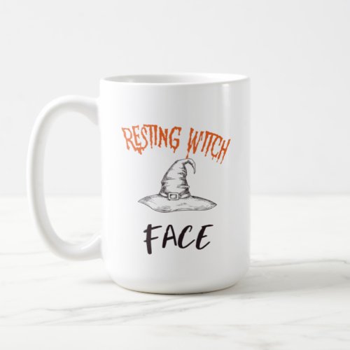 Resting Witch Face Halloween Coffee Mug Orange