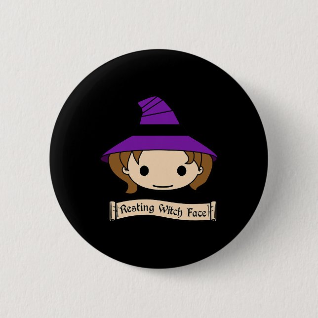 Resting Witch Face Halloween Costume  Button (Front)