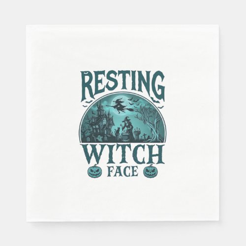 Resting Witch Face Halloween Haunted House Cauldro Napkins